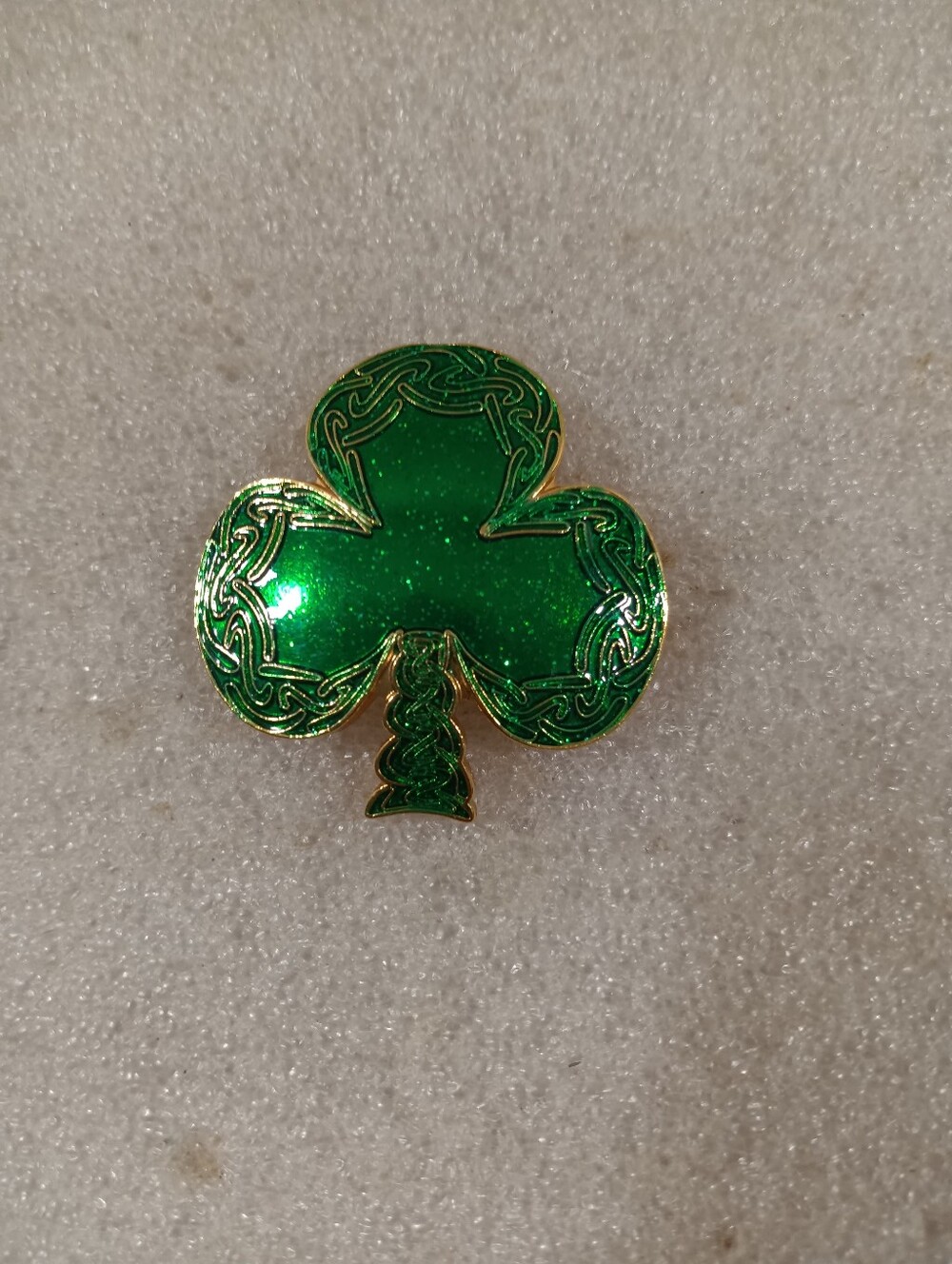 Irish Green Celtic Clover Enamel Pin Pendant